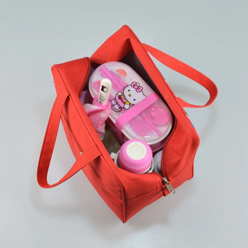 Hello Kitty Insulated Lunch Bag Portable Thickened Waterproof Portable Lunch Picnic Refrigerated Zipper Bag Cartoon Storage Girl