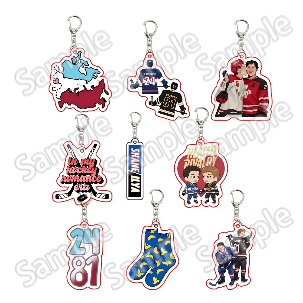 For Heated Rivalry Q Version Series Shane Hollander Ilya Rozanov Acrylic Keychain Peripheral Backpack Pendant Festival Gift