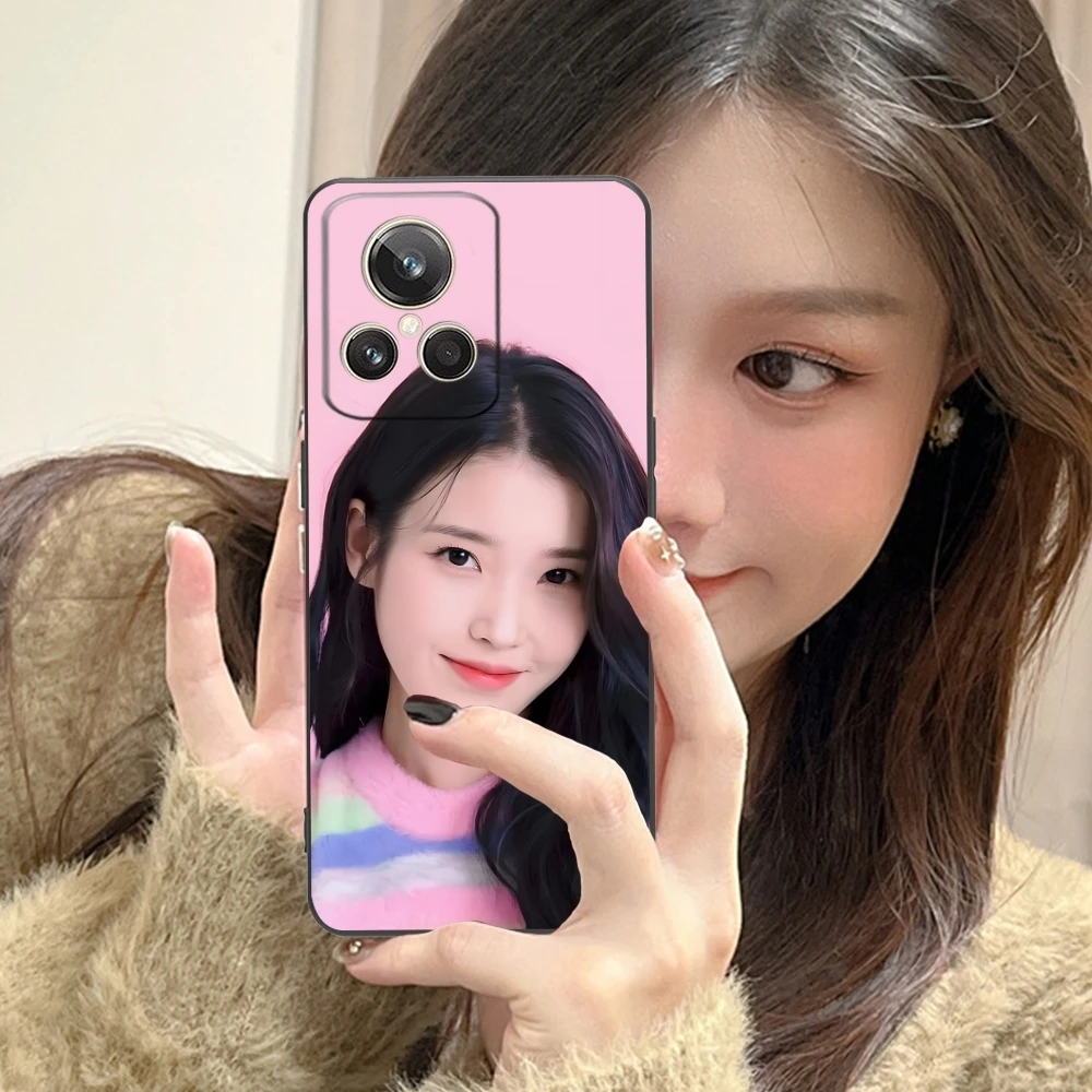 KPOP IU Lee JiEun Mobile Cell Phone Case for Realme GT 2 9i 8i 7i Pro X50 X2 C35 C21 C20 C11 C3 Black Soft Phone Cover Shell