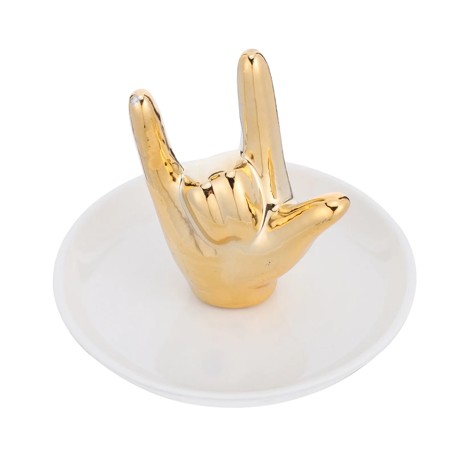 Ceramic Hand Ring Holder Dish Rock Gesture Jewelry Organizer Trinket Tray for Rings Earrings Necklace Wedding Display