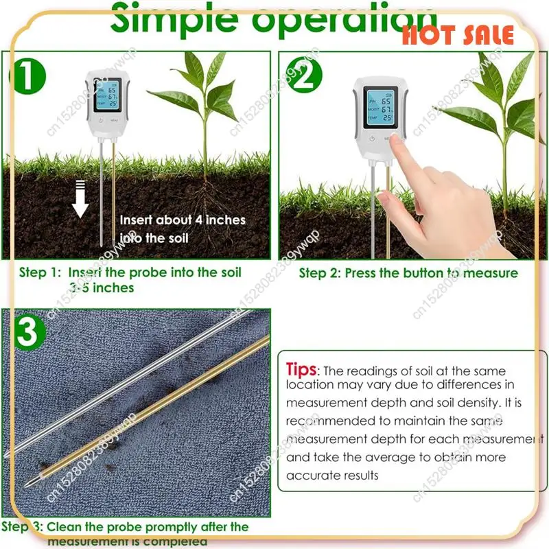 

ABFA Soil Moisture Temperature PH Tester Withbacklit LCD Forplants Dual Probe Digital Soil Meter Forlawn