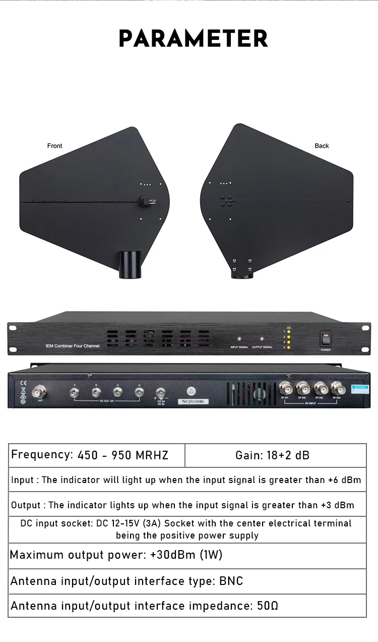 Paulkitson AC421/B2003 Antennenverteilungssystem Drahtloser Ohr-Feedback-Signalverstärker 4-Kanal-IEM-Kombinierer für die Bühne – Detail 9