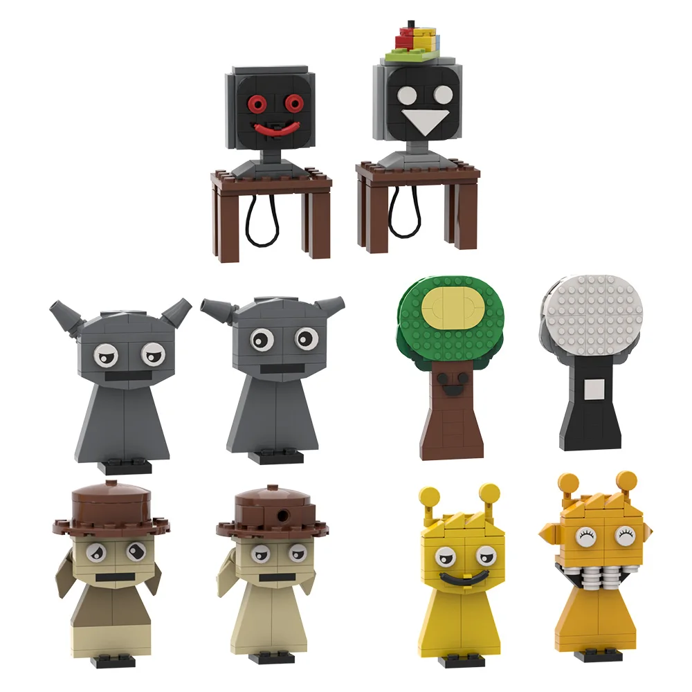 

Sprunki Toys Music Game Figures Building Blocks, 10 in 1 Music Box Gray Tan Action Figures Building Toy, Ideal for Game Fans Boy