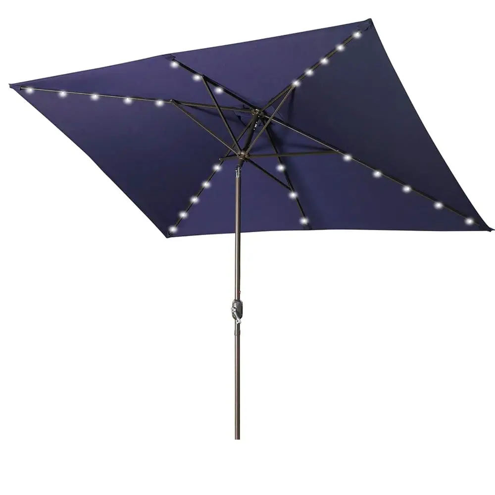 

6.5 X 10 Ft Outdoor Patio Umbrella With Led Lights, Rectangular Patio Table Umbrella For Inside Of Pool, Market Umbrella With