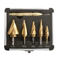 6Pcs 1/4 3/8 Inch HSS Straight Groove Step Drill Bit Titanium Coated Wood Metal Hole Cutter Core Drilling Tools Set Drill Bit