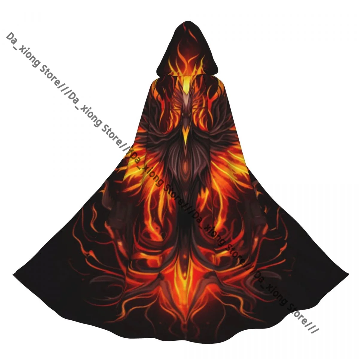 

Abstract Fire Phoenix Background Witch Cloak Hooded Cosplay Costume Halloween Adult Long Party Cape