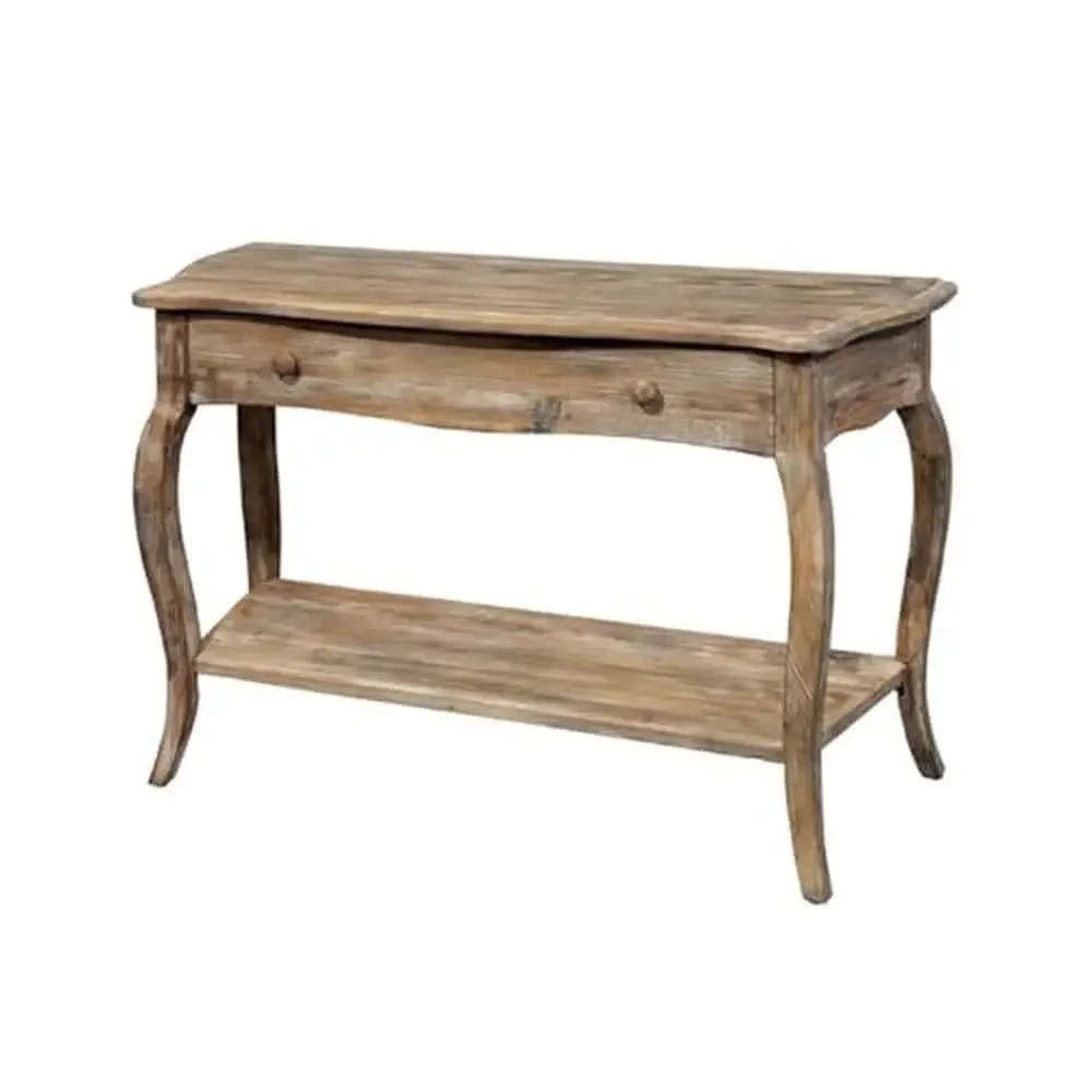 Natural Acacia Wood Driftwood Console Table 48" Live Edge Solid Legs Quality Craftsmanship Unique Design Rustic Elegance