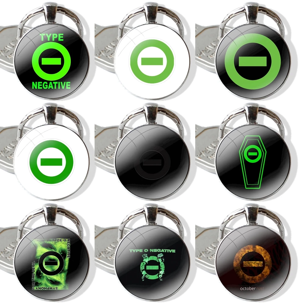 Type O Negative Classic Symbol Keychain Handmade Glass Cabochon Key Ring Holder Pendant Key Chains