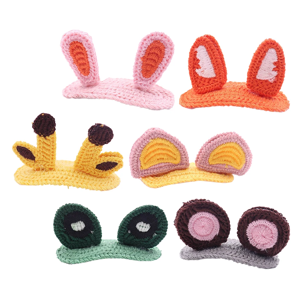 

6pcs Animal Ear Knitting Side Headdress Durable Quality Kids Kitting Hair Clip Kids Headdress Gifts Birthday Valentine