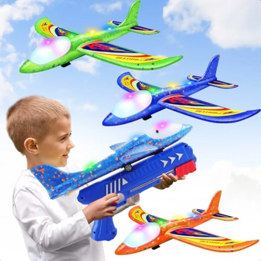 

3 Pack Foam Airplane Launcher Toys 2 Flight Mode Glider Plane Flying Toy 3 4 5 6 7 8 9 10 11 12 Year Old Boys Girls Gifts Outdo