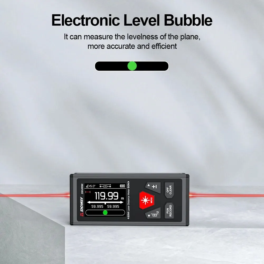 SNDWAY nowy podwójny dalmierz laserowy 60M 100M dwustronny dalmierz laserowy z kątem elektronicznym, ładowalny, magnetyzm, M/in/Ft