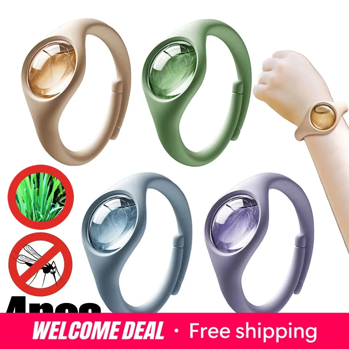 4 pulseras repelentes de mosquitos, pulsera antimosquitos para exteriores con aceite esencial natural