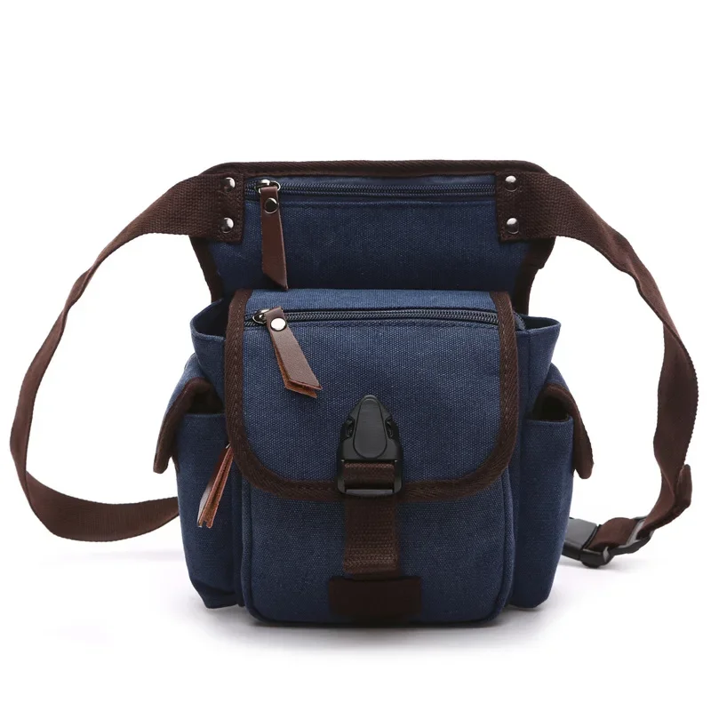 

Men Canvas Waist Pack Man Belt Fanny Pack Ride Leg Bag Drop Fanny Waist Belt Hip Bum Motorcycle Riding Messenger Shoulder Bag