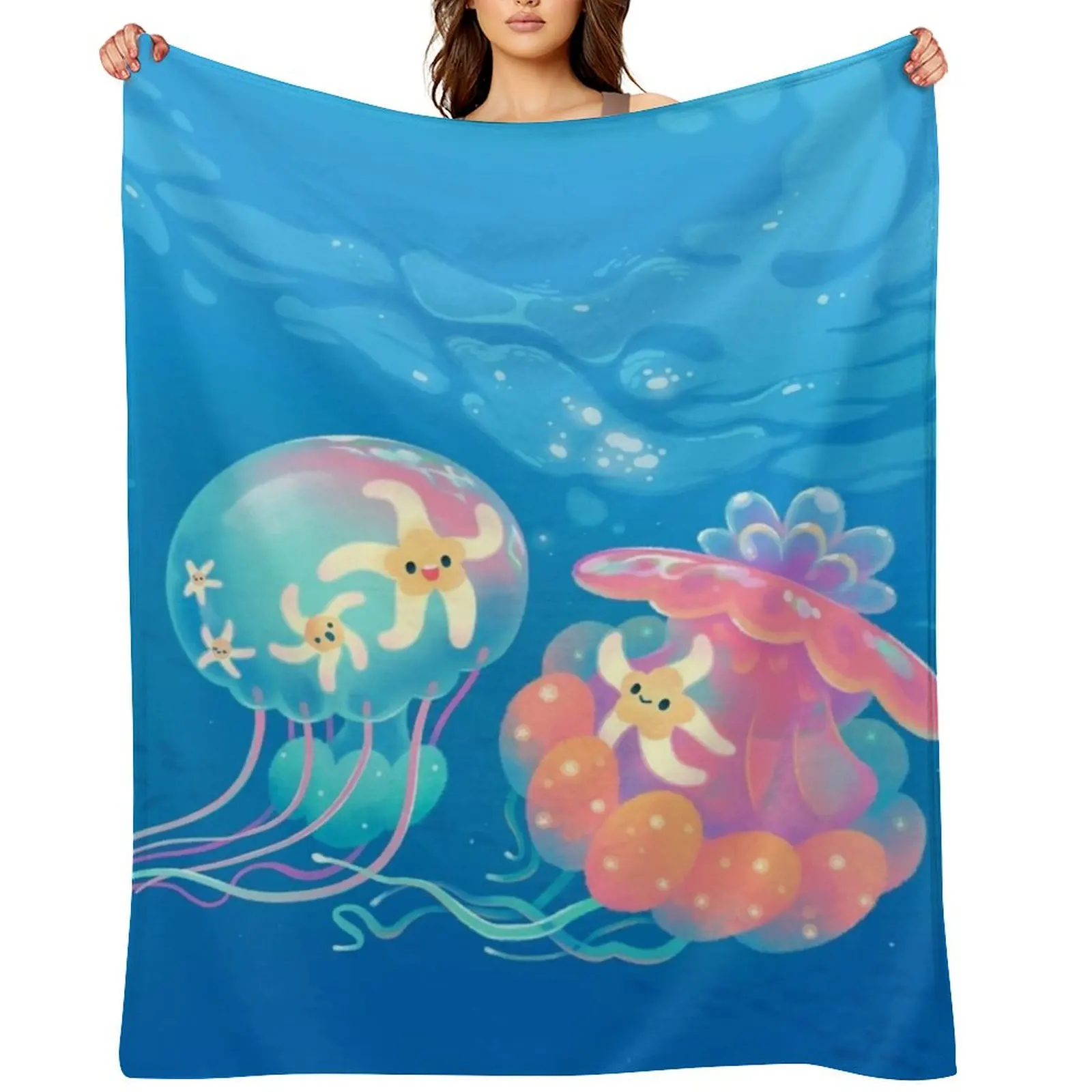 

Jellyfish bus Throw Blanket Multi-Purpose Hairys Bed Beach Blankets