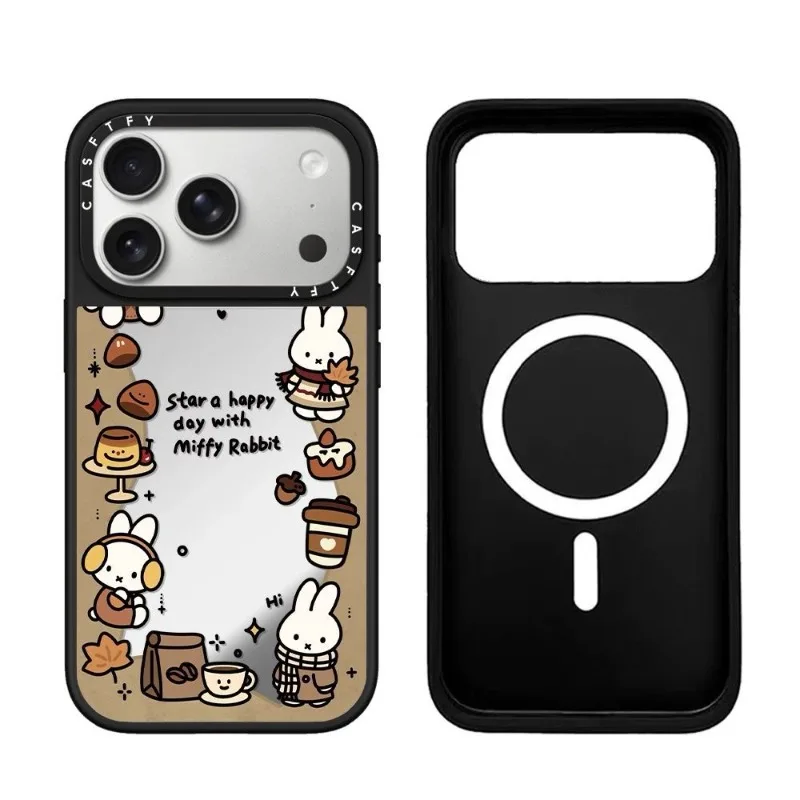 Kawaii Miffy Magnetic Case for IPhone 17 Pro Max Cartoon Coffee & Chestnut Bunny Soft Cover Compatible with IPhone 16/15 Pro view 2