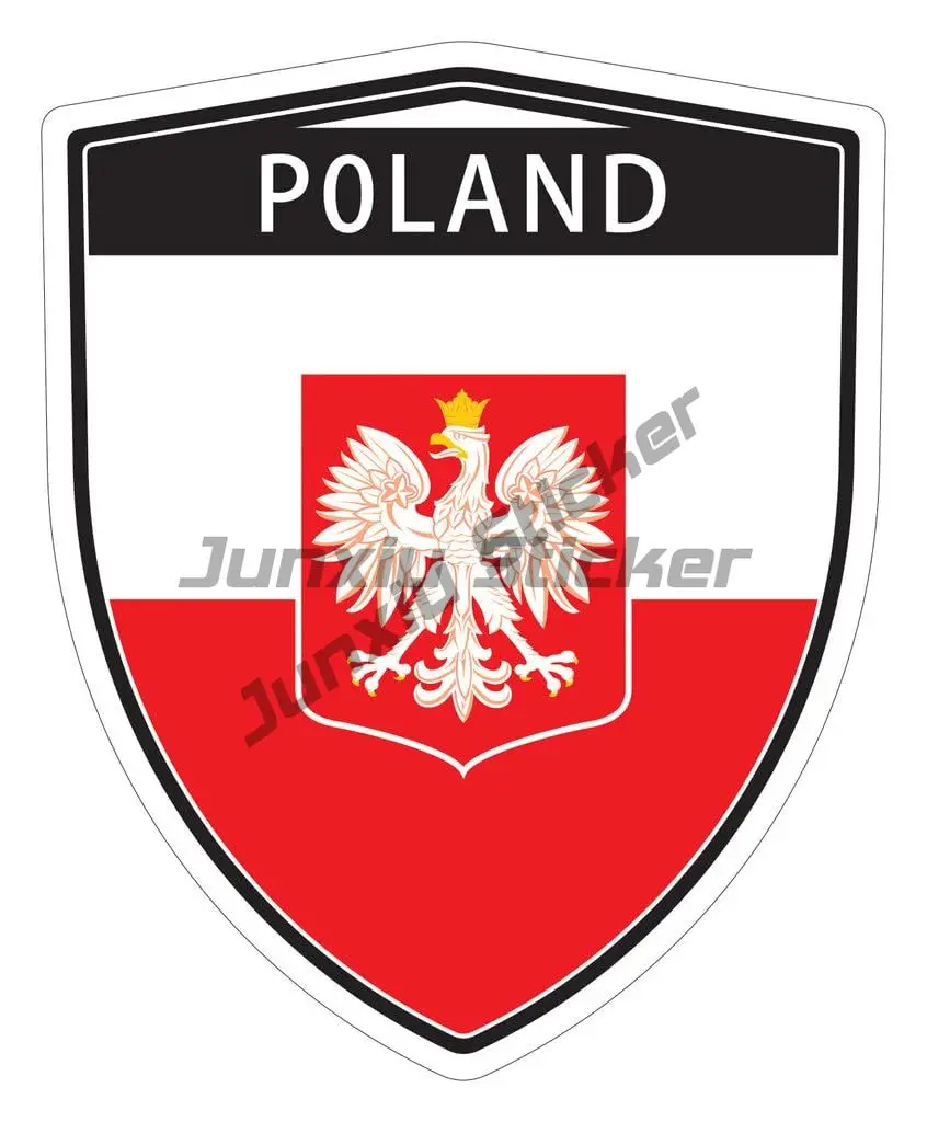 

Warsaw Poland Coat of Arms Flag Shield Shape Sticker Polish European Union Oval Country Code PL Weatherproof Cover Decoration