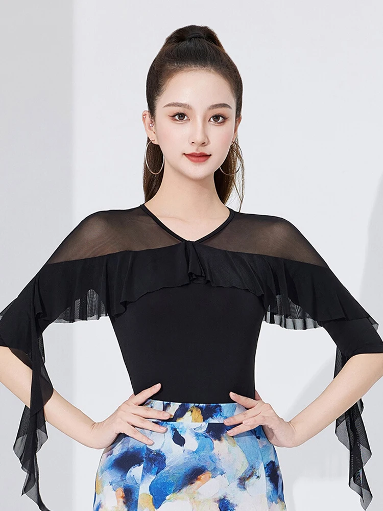 

Modern Dance V-neck Jumpsuit Latin Dance Top Women's Clothes National Standard Chacha Rumba Tango Modern Dance Costumes DQL10793