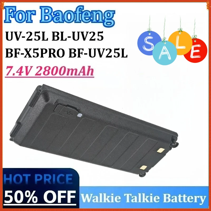 

New 7.4V 2800mAh Walkie Talkie Battery for Baofeng UV-25L Type-C Charge BL-UV25 for BF-UV25L Portable Two Way Radios Battery