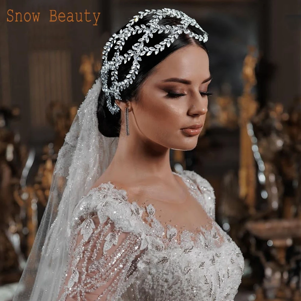 DZ008 Trendy Rhinestone Bridal Crown Luxury Wedding Hair Accessories for Women Headdress Handmade Crystal Bridesmaid Headpiece