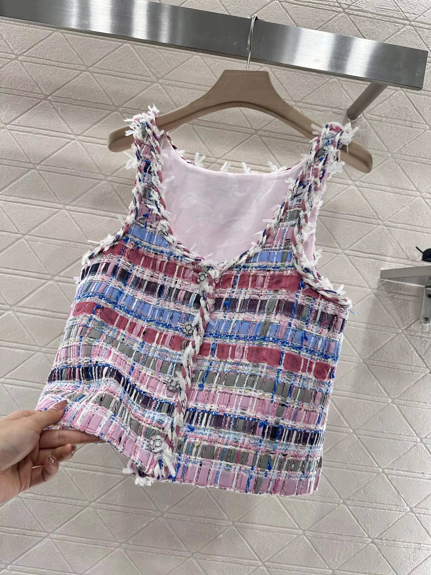 

Designer Brand Spring Summer Cotton Blend Tweed Knitted Vest and A-line Skirt Shorts Sets Sweet Elegant Slim Female Clothes