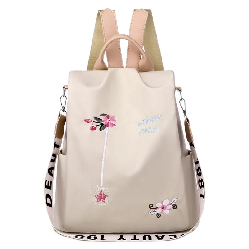 

Oxford Waterproof Embroidery Anti-theft Women Backpacks Flowers Flora School Bag High Quality Large Capacity Backpack