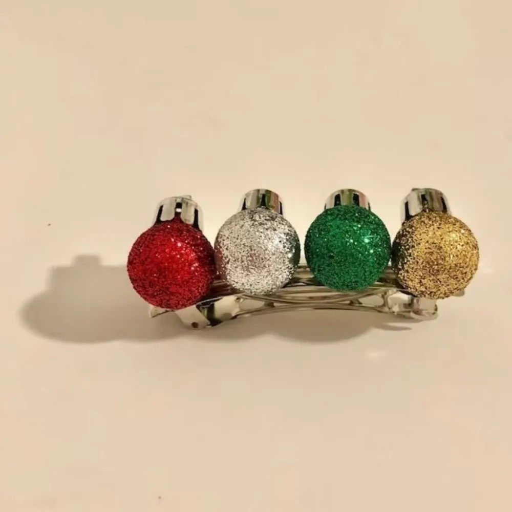 Lightweight Glitter Christmas Hair Clip Multicolored Plastic Xmas Ball Ponytail Clip Cute Ponytail Holder Gift