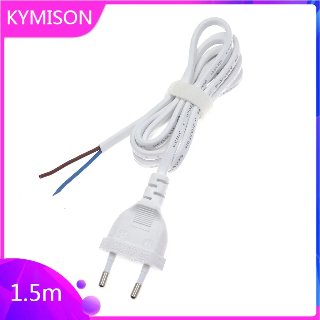 White 2 Pin Prong US EU Stripped Extension Cable SR Power Supply Cord European America AC Power Cable For LED Lighting