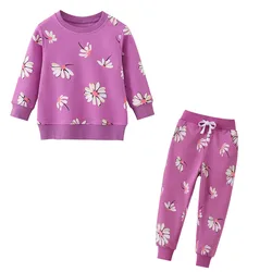 Jumping Meters Flowers Print Girls Clothing Sets Hoodies Kids Fashion Clothes Hoodies Shirts Hot Selling Baby Suits