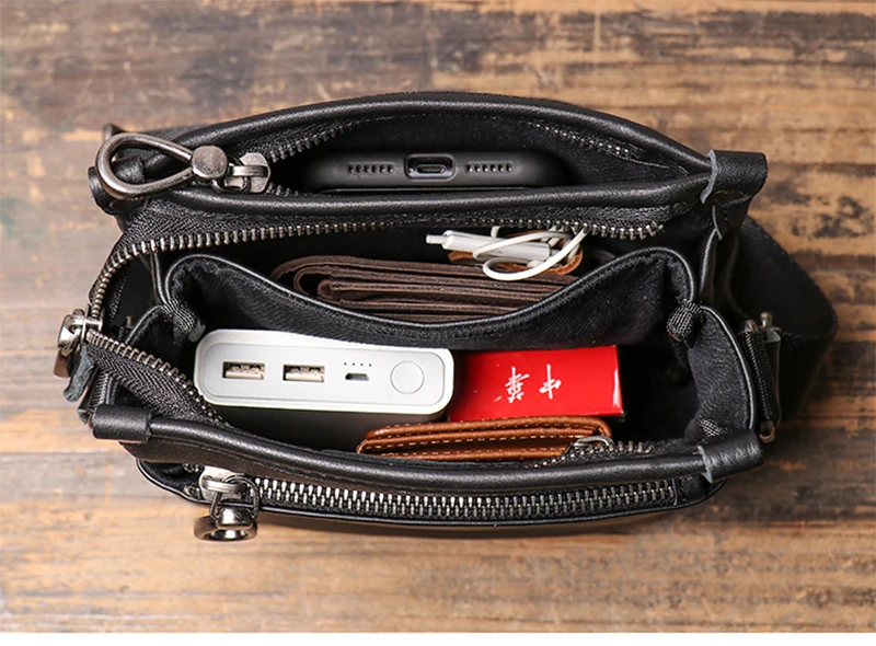 LUOKIR Fashion Echtes Leder Umhängetasche männer Casual Schulter Kleine Tasche Klassische Mehrere Fächer Rindsleder Umhängetasche – Detail 16