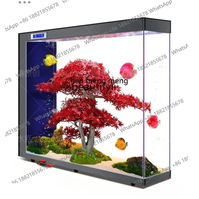 F181 l New Fish Tank Super White Glass Living Room Floor without Base Subareas Screens Ecological Self-Circulation Aquarium