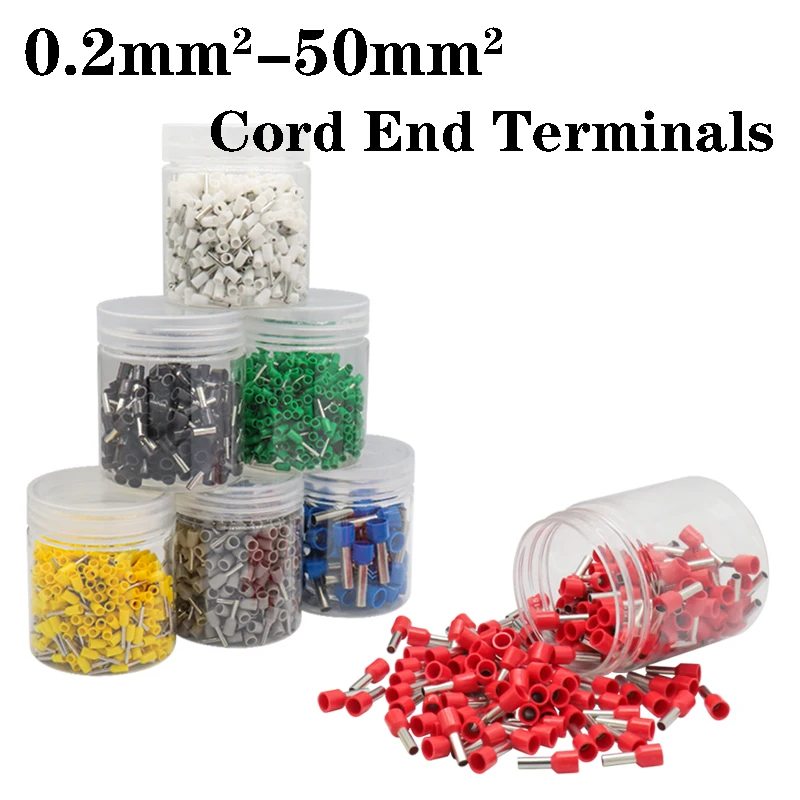 Pure Copper Cord End Terminals Tubular Crimp Terminal E0508 E7508 E1008 E1508 E2508 E4009 E6012 Wire Cable Ferrules Connectors