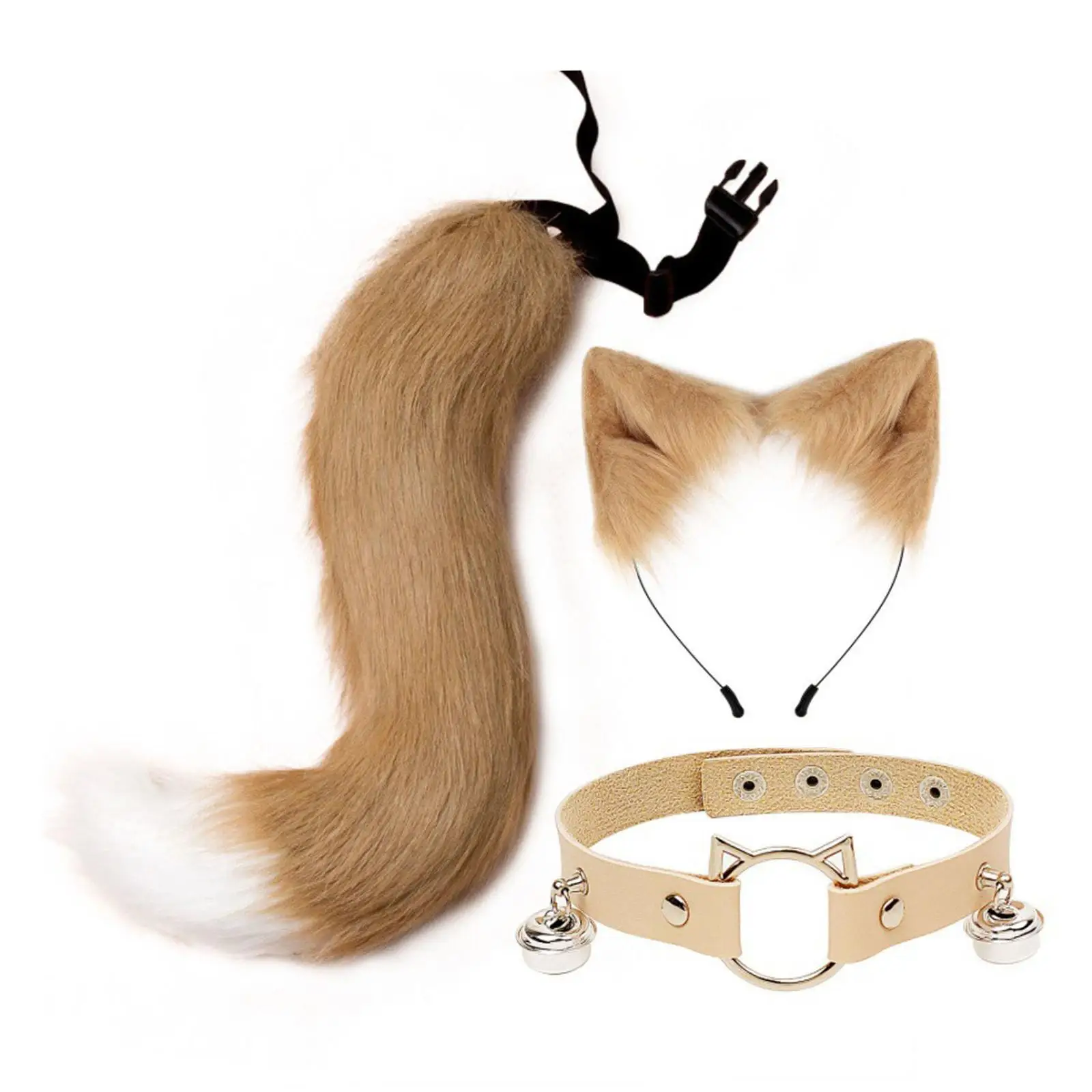 Ears and Tail Set Costume Accessories Gifts Fancy Dress Faux Cat Ear Hair Hoop for Party Performance Masquerade Prom Women Girls