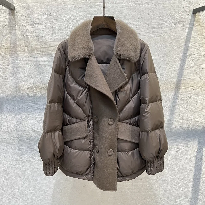 2025 ملابس نسائية موضة فضفاضة مرقعة سترة المنك خريف شتاء جديد 1105 #4