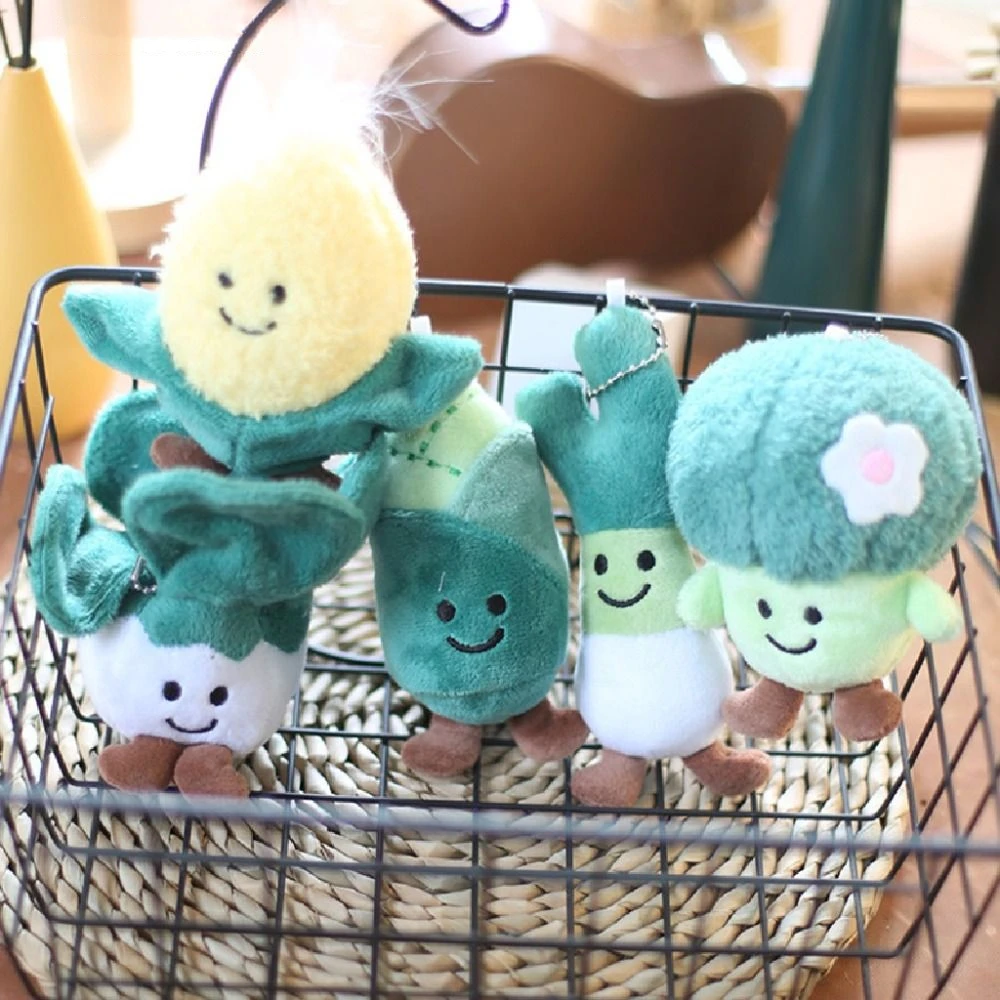 LLavero de muñeco de peluche de planta divertida Kawaii, regalos de cebollino, juguetes de peluche, llavero, accesorios para mochila escolar de verduras, colgante de bolso bonito