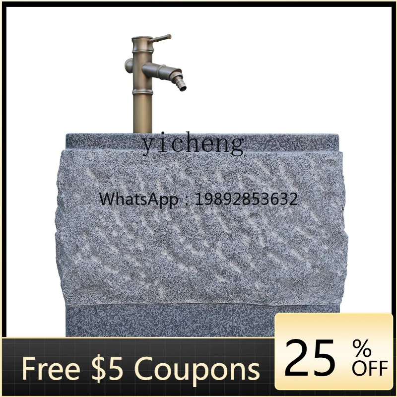 

ZZf Marble Mop Pool Courtyard Floor-Standing Mop Sink Outdoor Sink Stone Wash Basin Balcony