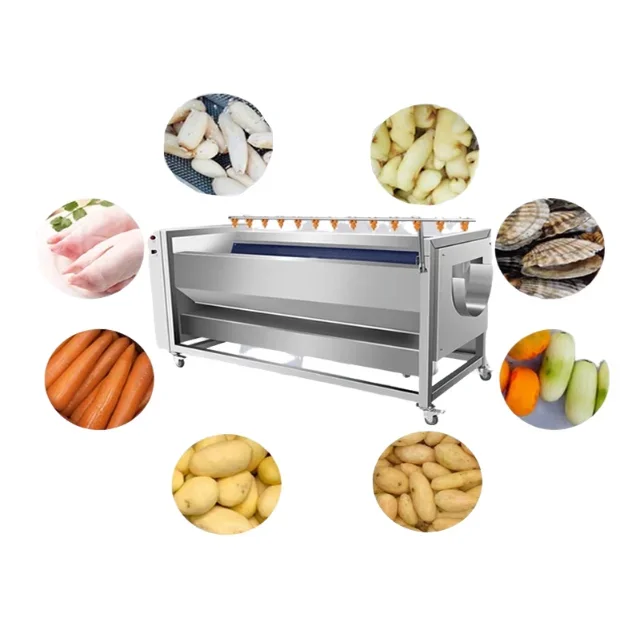 Automatic Fruit Vegetable Peeling Efficient Equipment for Cassava Potato Washing Features for Roller Brushing Peeling Machine