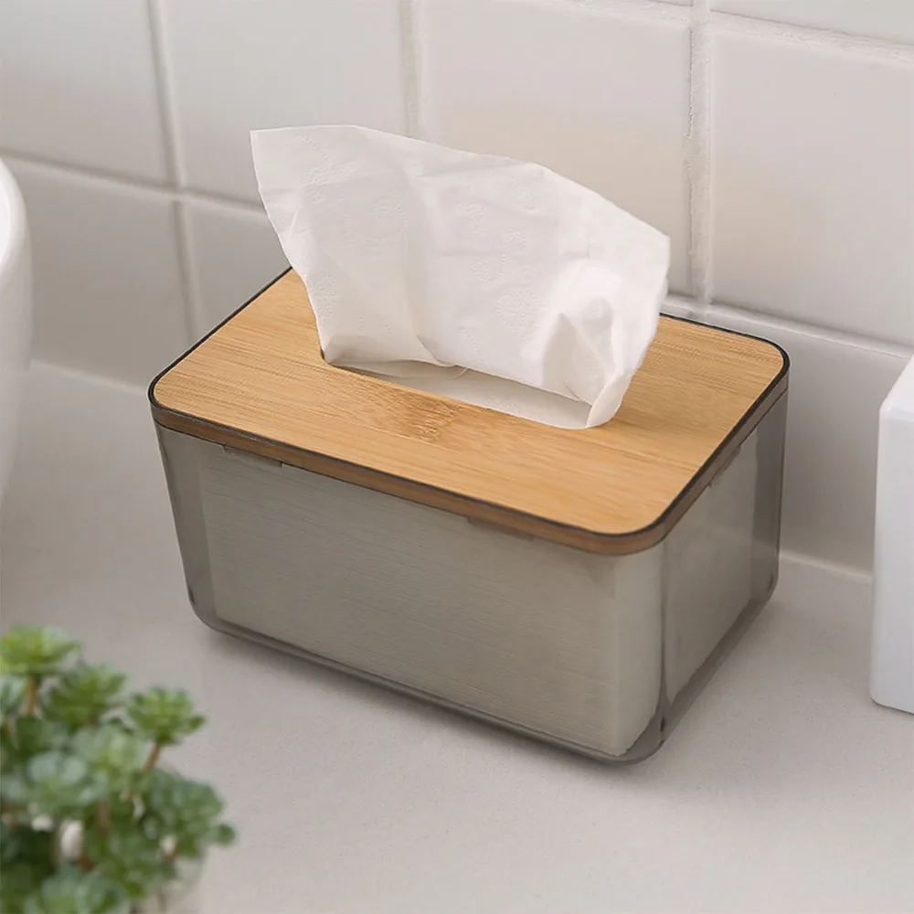 Practical Tissue Dispenser Box PP + Composite Plate Modern Napkin Box Holder With Cover Minimalist Paper Holder Living Room