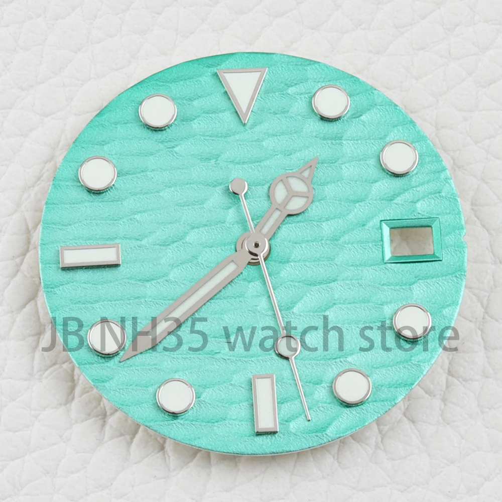 

NH35 Watch Dial 28.5mm Dial Hannds Green Luminous Date Window Water Wave Surface for Datejust NH35 NH36 Movement Watch Parts