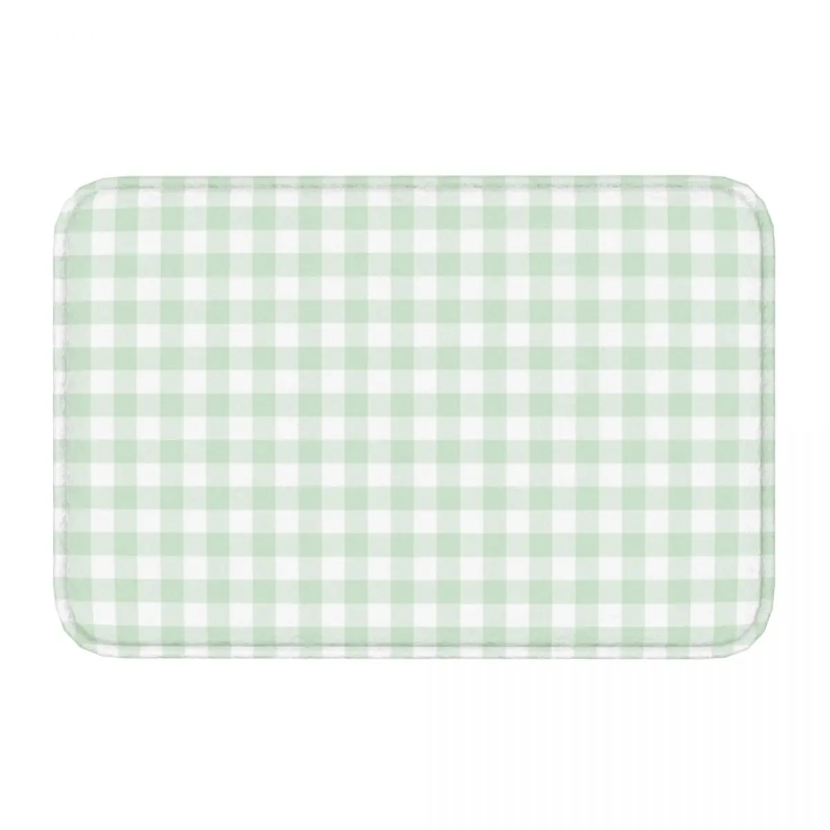 Light Green White Checkered Front Door Mat Anti-Slip Outdoor Waterproof Doormat Floor Bath Entrance Rug Carpet