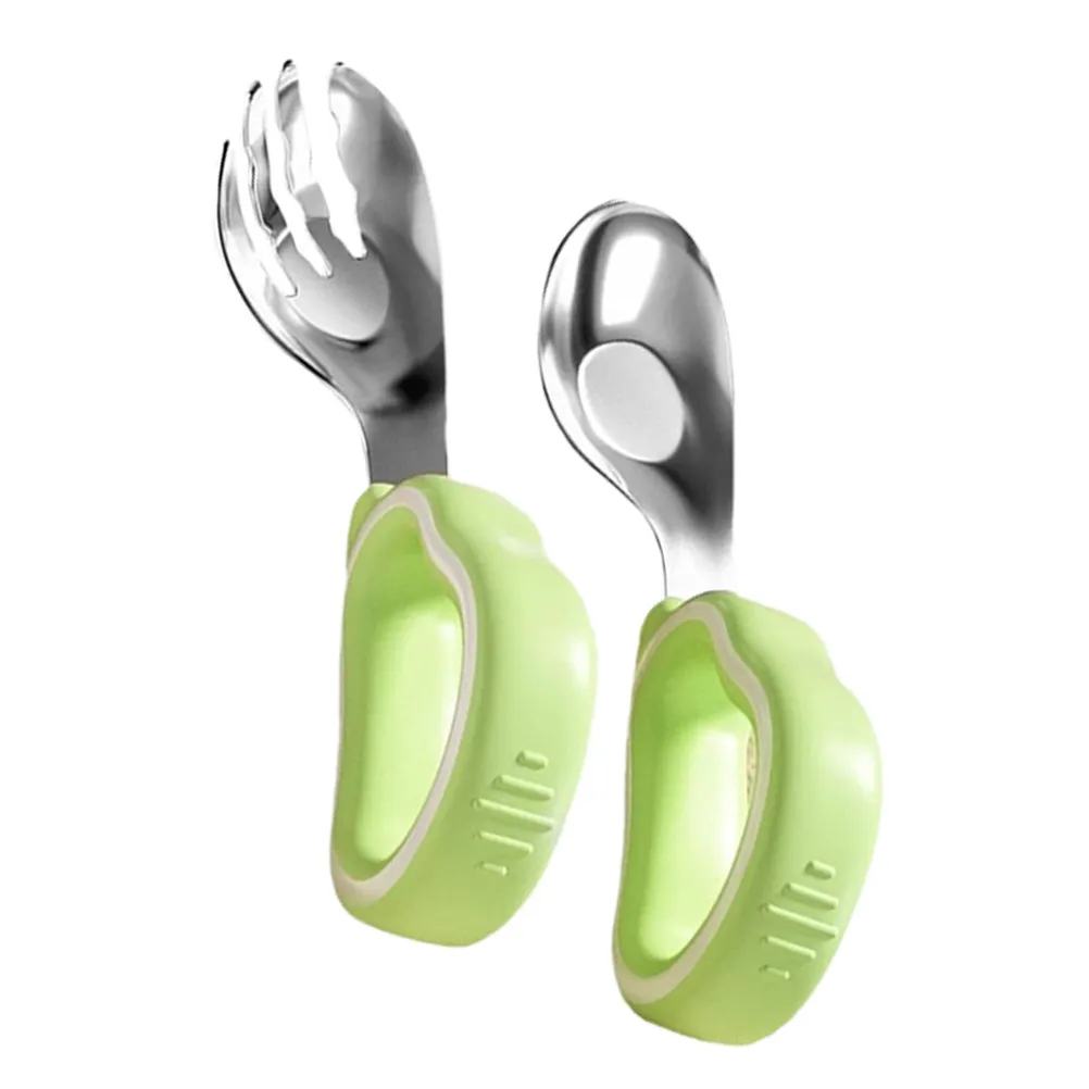 1 Set Baby Training Fork Spoon Kids Cutlery Set For Lunch Box Stainless Steel Toddler Utensils For Home Kindergarten Outings
