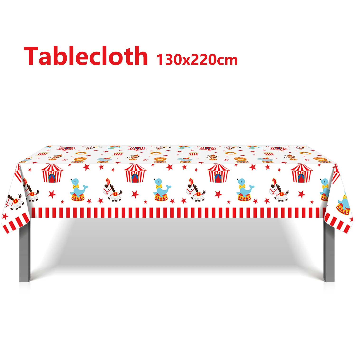 Zirkus-Einweggeschirr, Teller, Servietten, Tischdecke, Banner für Geburtstagsfeier, Geburtstagsdekoration, Festival-Partyzubehör – Detail 6