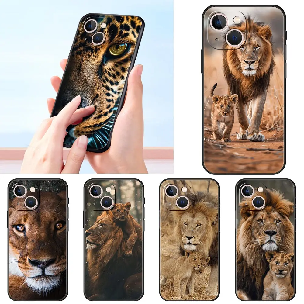 Lion Alpha Male Cub Luxury Phone Case For Apple iPhone 16 11 15 14 Pro MAX 12 13 7 8 Plus X XR XS SE Silicone Black Cover