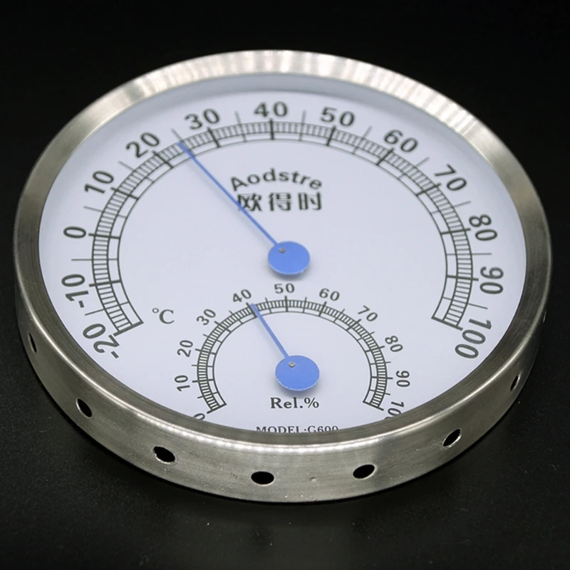 Stainless-Steel Temperature Humidity Detector Dial-Type Wall Mount Tester Gauge