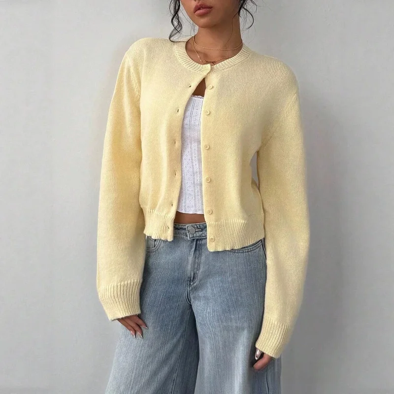 Women'S Knitted Cardigan Coats Long Sleeve Button Front Casual Daily Wear Lightweight Outerwear Tops For Spring Fall Winter