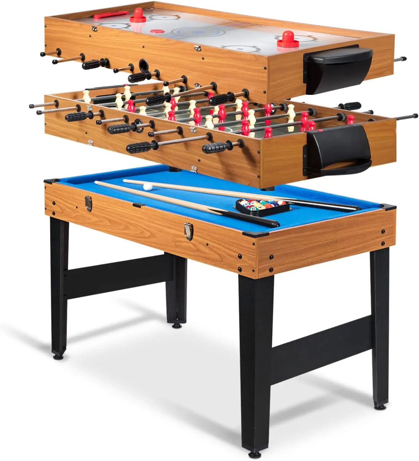 Game 3-in-1 Combo Set w/Adult Size Foosball Pool Slide Hockey Multi Game w/Billiard Soc