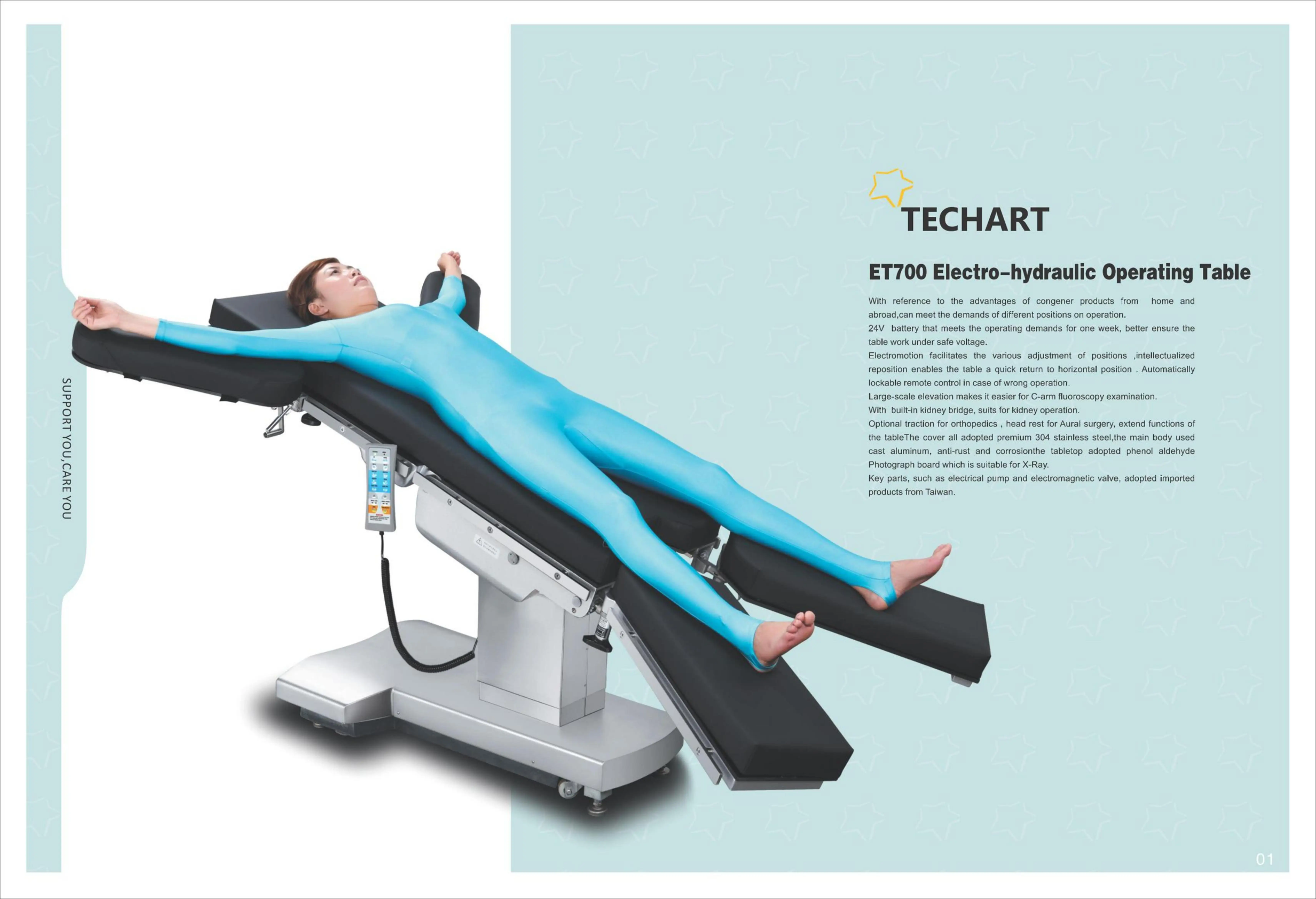 Cama cirúrgica de mesa de operação eletrohidráulica THECHART ET700