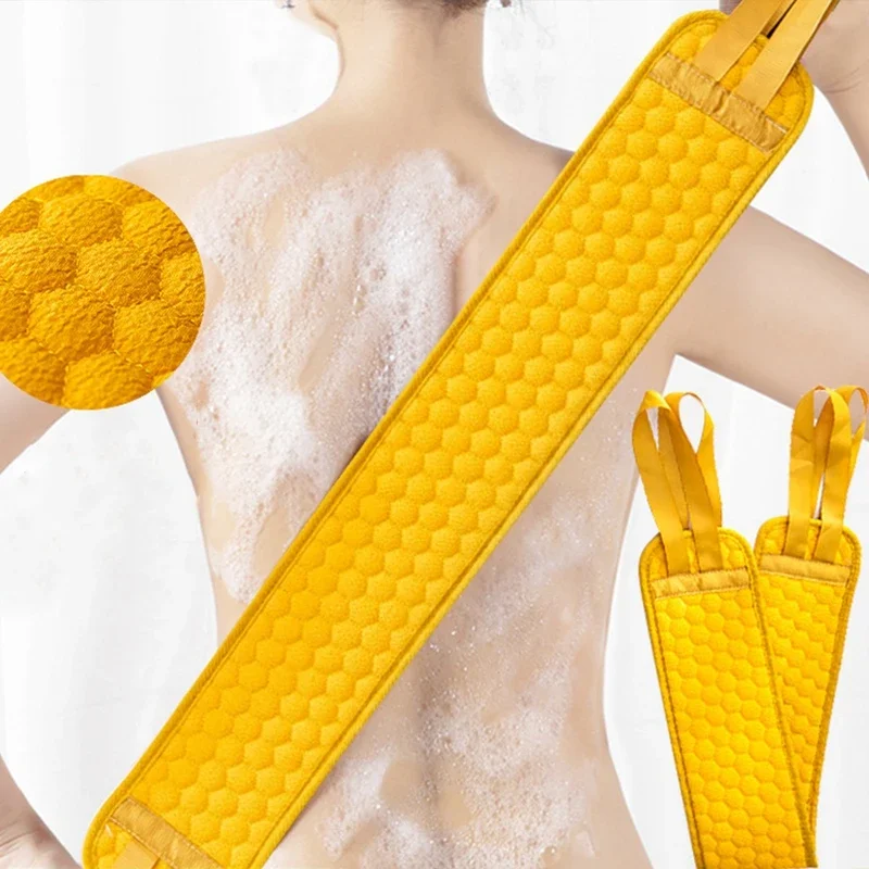 Strong ลบโคลนผ้าเช็ดตัวอาบน้ํา Exfoliating Back Scrubber เข็มขัดอาบน้ําถุงมือ Deep Clean Body Washcloth ด้านหลังขัดดึงสายคล้อง