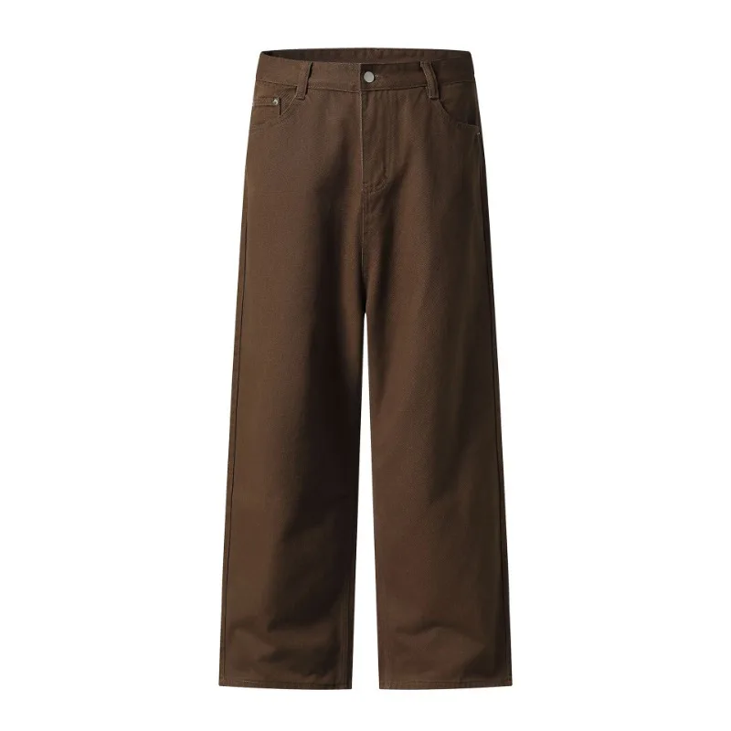 Men-Solid-White-Wide-Jeans-Loose-Baggy-Straight-Denim-Trousers-Classic-High-Waist-Casual-Streetwear-Pants-Unisex-Spring-Autumn - view 3