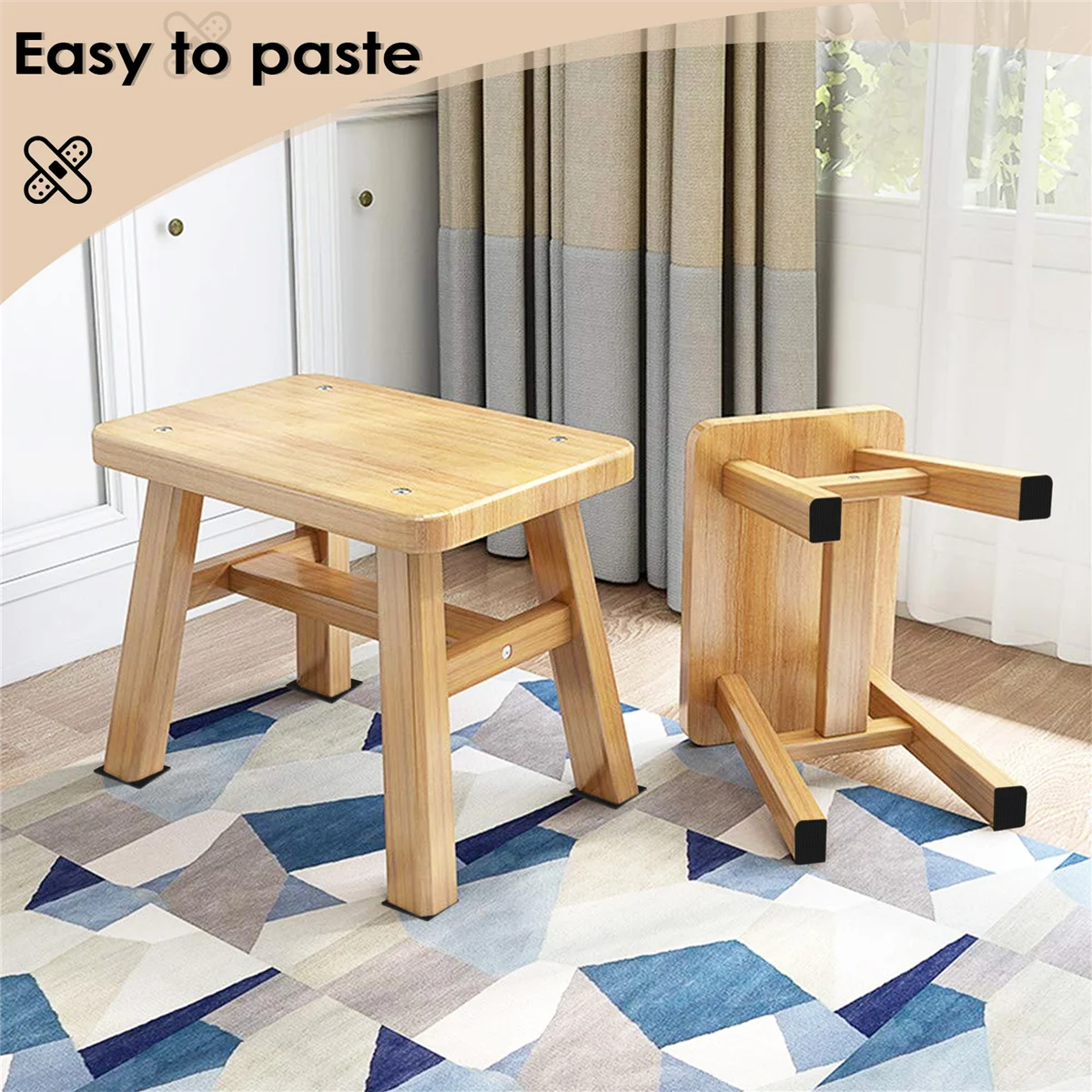 2 Tablets Anti Slip Furniture Pads Self Adhesive Non Slip Thickened Rubber Feet Floor Protectors for Chair Sofa GSY