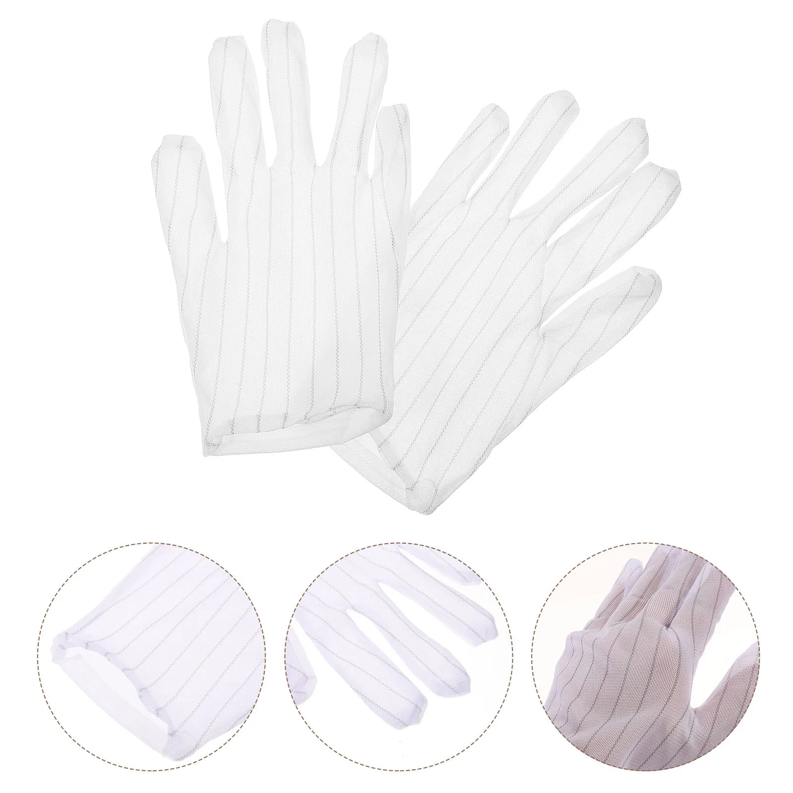 

10pcs 10 Pairs Anti Static Work Gloves Non Slip Protective Hand Gloves For Women Jewelry Coin Handling White Durable